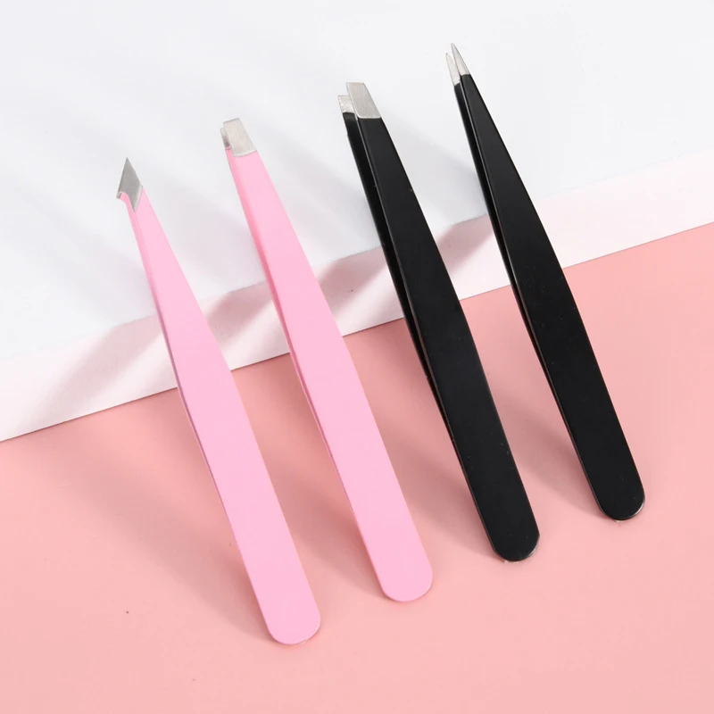 2/4Pcs High-Quality Eyebrow Tweezer Hair Beauty Fine Hairs Puller Stainless Steel Slanted Brow Clips Removal Makeup Tools