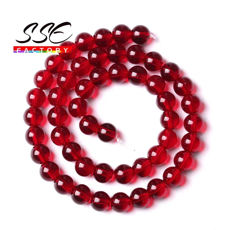 Garnet Glass Crystal Beads Wholesale Red Glass Round Loose Stone Beads For Jewelry Making DIY Bracelet Necklaces Accessories 15\