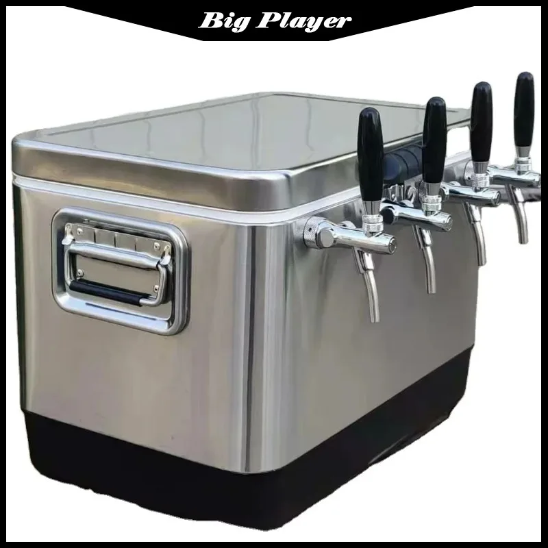 

Draft Beer Jockey Box Stainless Steel Coil Chiller With 4 Faucets For Outdoor Draft Beer Dispenser