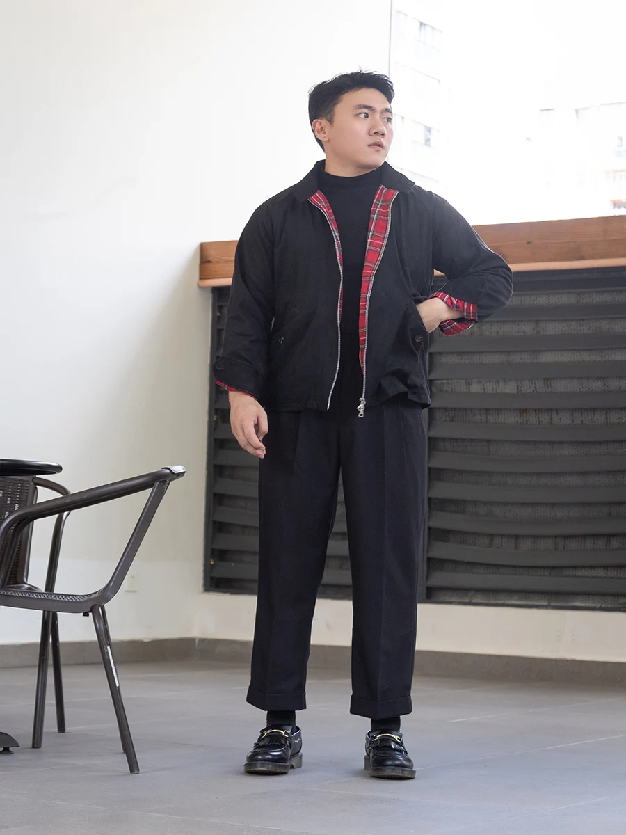 Acetate Fabric High-Waisted Naples-Style Relaxed Straight-Leg Casual Pants Draping Effect Non-Iron Retro Style Men's Dress Pants