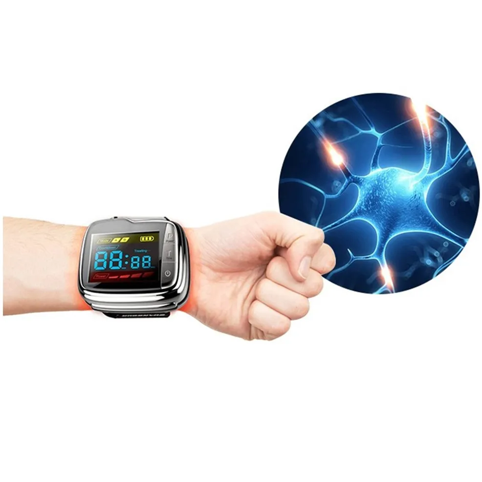 Medical OEM Manufacturer High Bloods Pressure Laser Therapy Physiotherapy Diabetic Hypertension 650nm Laser Wrist Watch