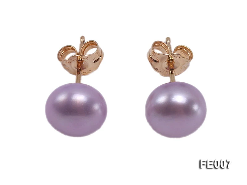 

Unique Pearls Jewellery 8.5mm Lavender Flat Cultured Freshwater Pearl Earrings