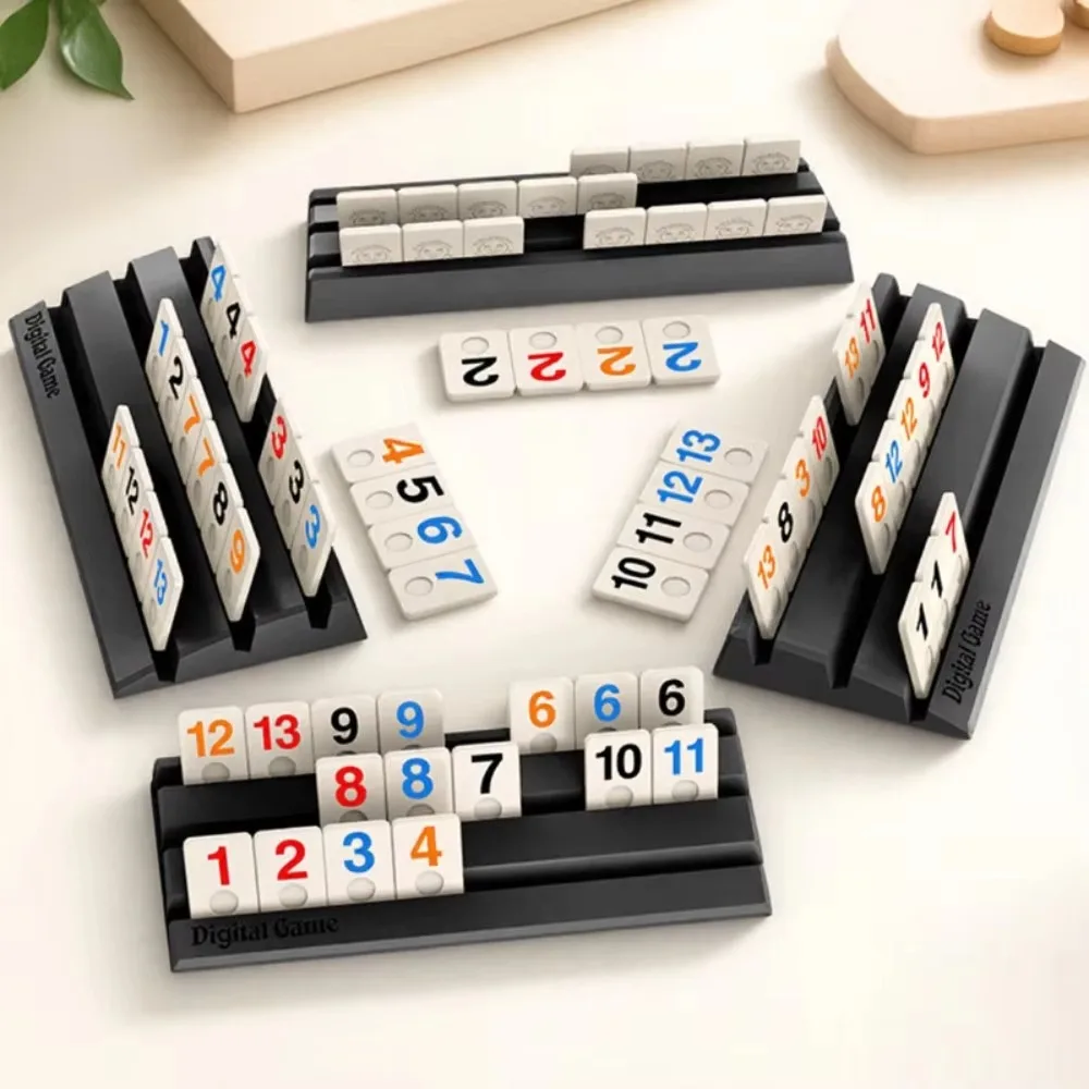 Rummy Game Tile Set 2-4 Players 104 Tiles Portable Storage Bag Classic Family Strategy Board Game Travel Party Number Game Gifts