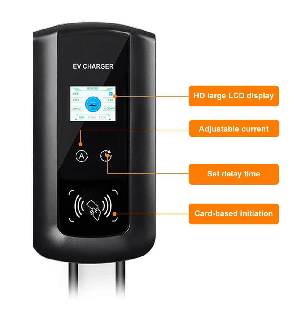 IPENGEN EV Charger 32A 7.6KW Electric Vehicle Car Charger EVSE Wallbox Wallmount Type2 Cable IEC62196-2 Socket APP Control