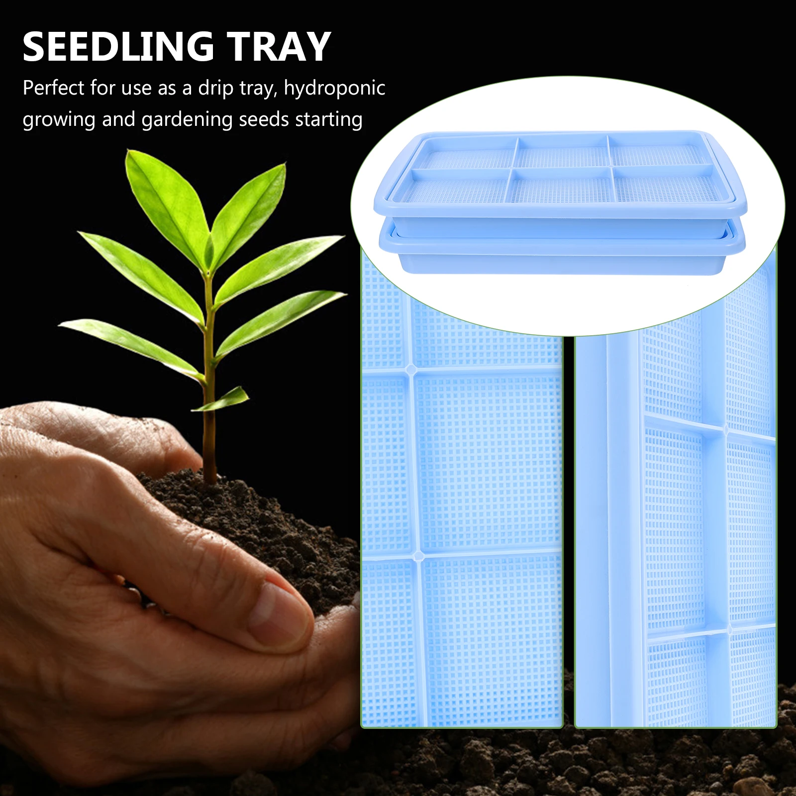 

2Sets SeedlingTray HydroponicSprouting PlasticPlantingBoxes Wheatgrass Germination FoodGrade Durable Reusable