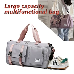 Large Capacity Crossbody Travel Bag Multi Functional Shoulder Exercise Fitness Bag Independent Shoe Compartment Handbag