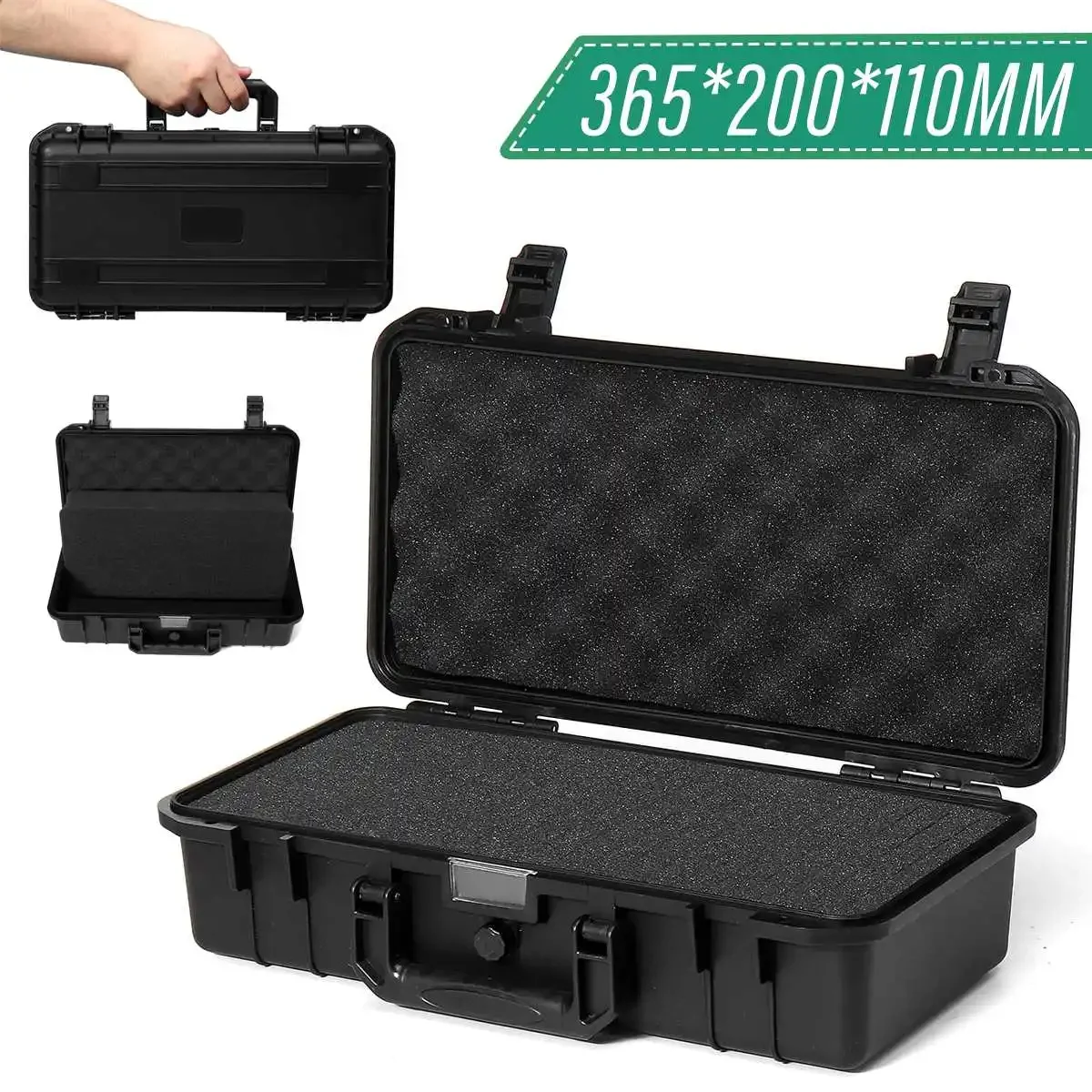 365x200x110mm Protective Safety Instrument Tool Box Shockproof Storage Toolbox Sealed Tool Case Impact Resistant Suitcase