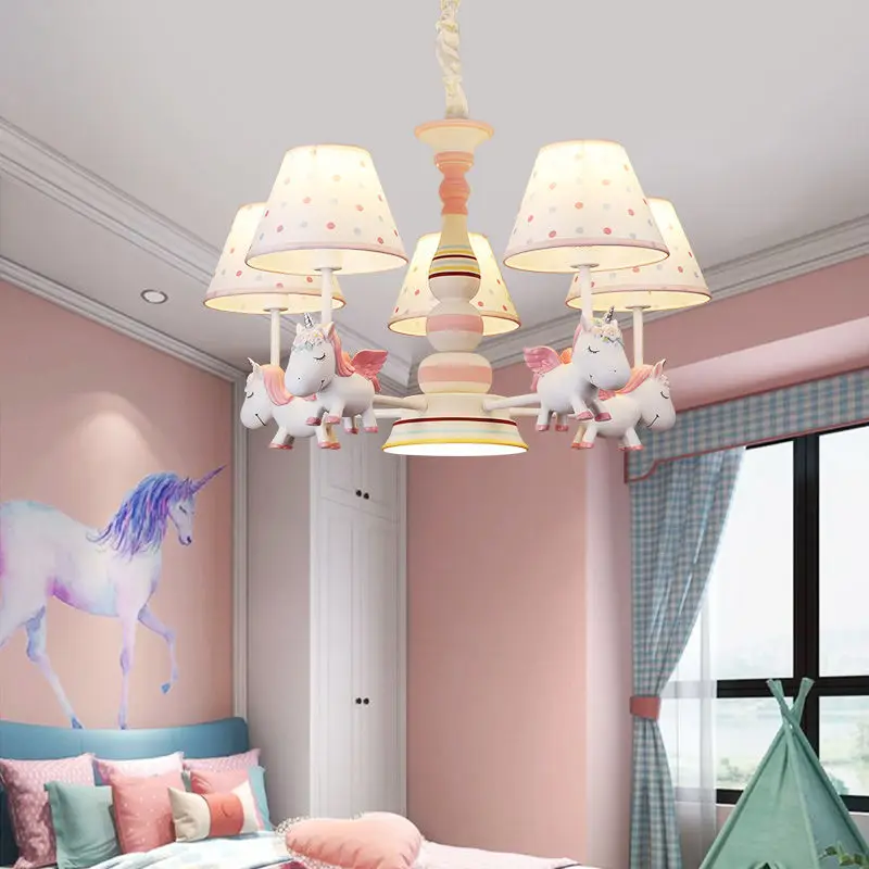 Nordic children's room pendant light creative cartoon unicorn minimalist lighting