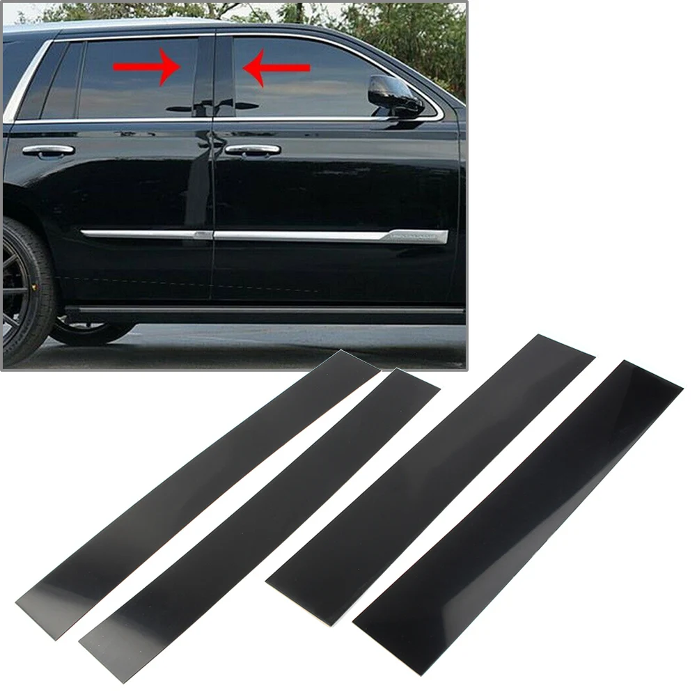 4 Pcs Car Door Window Pillar Posts Panel Decorative Sticker Trim For Cadillac Escalade 2007 2008 2009 2010 2011 2012 2013 2014