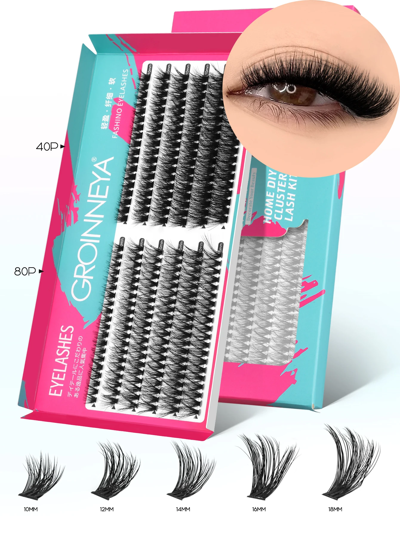 GROINNEYA 240 قطعة رموش عنقودية رقيق رموش فردية حجم سعة كبيرة فو المنك جلدة رمش تمديد ماكياج