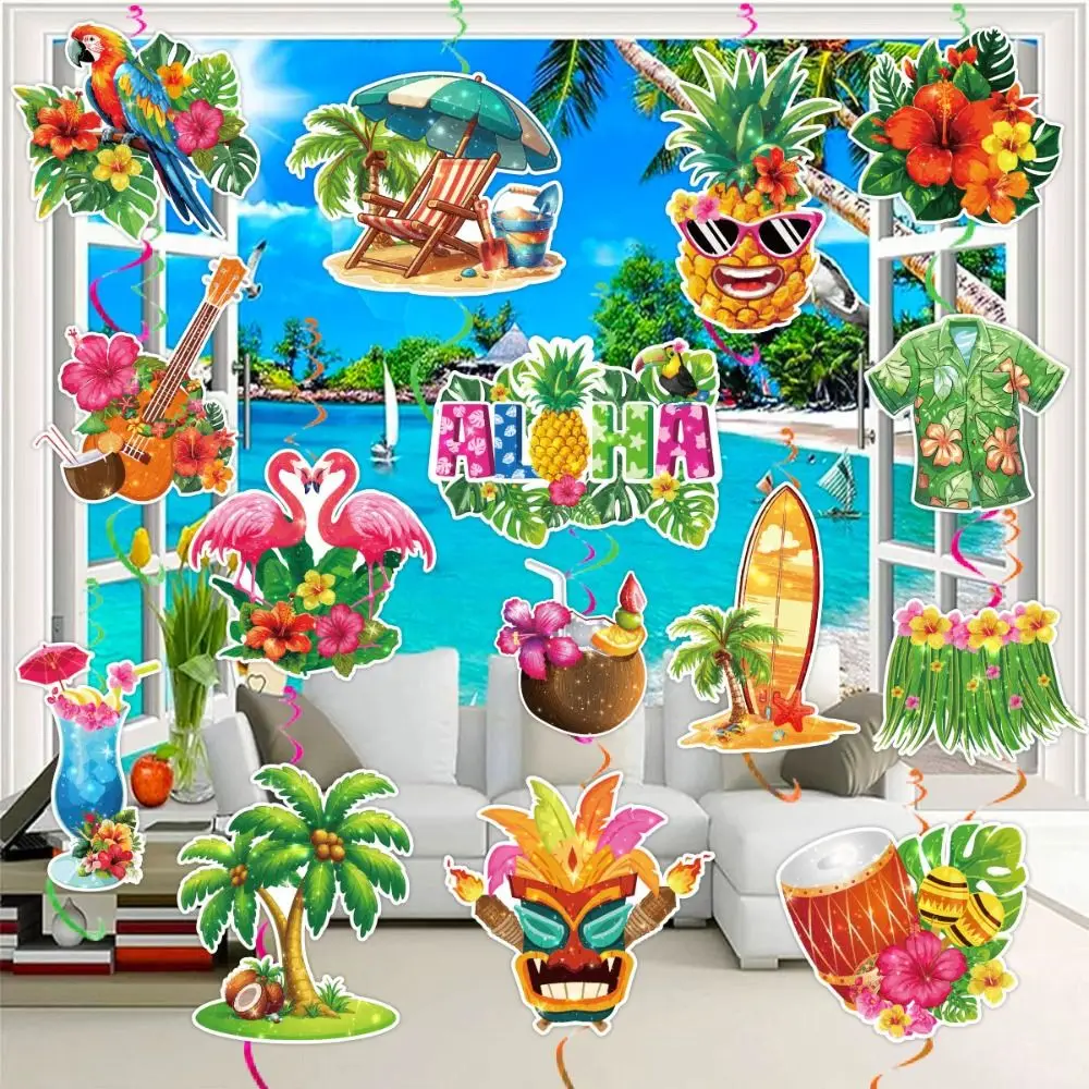 

Unique Summer Hawaii Swirls Pendant Paper DIY Spiral Ceiling Hanging Decor Festive Holiday Party Supplies