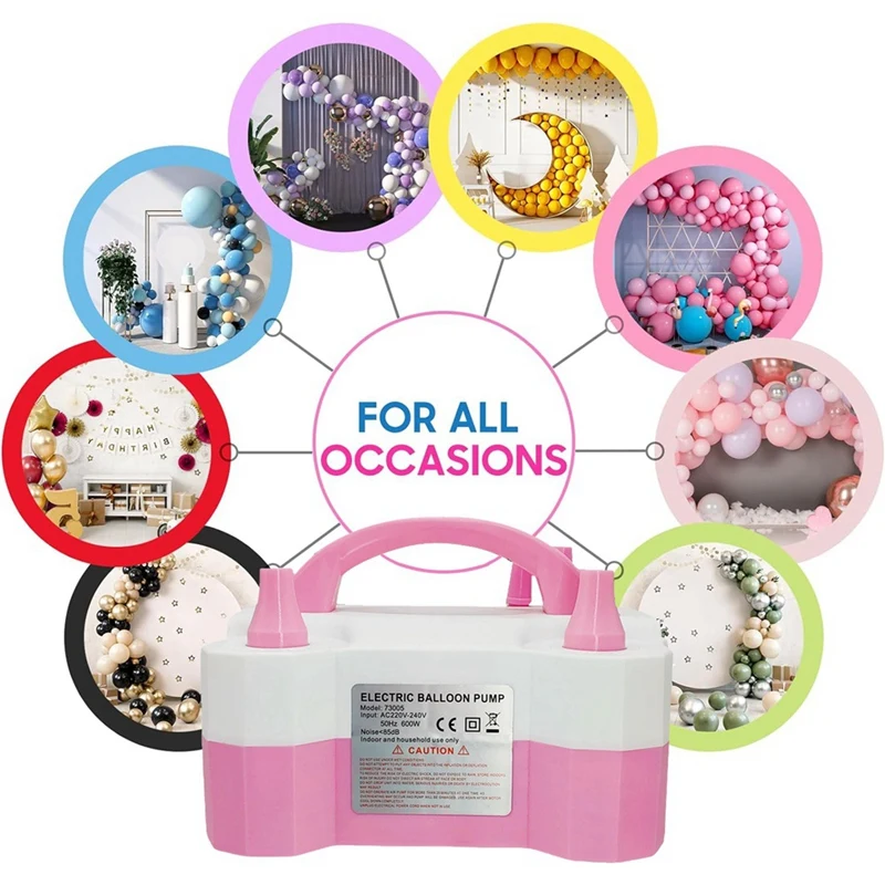 Portable Electric Air Balloon Pump, Dual Nozzle Blower For Event Decoration, 600W, US Plug