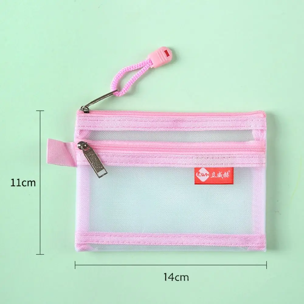 New Portable Small Coin Bags Mesh Double Layer Bus ID Credit Card Storage Bag Nylon Earphone Organizer Pouch Money Wallet Purse