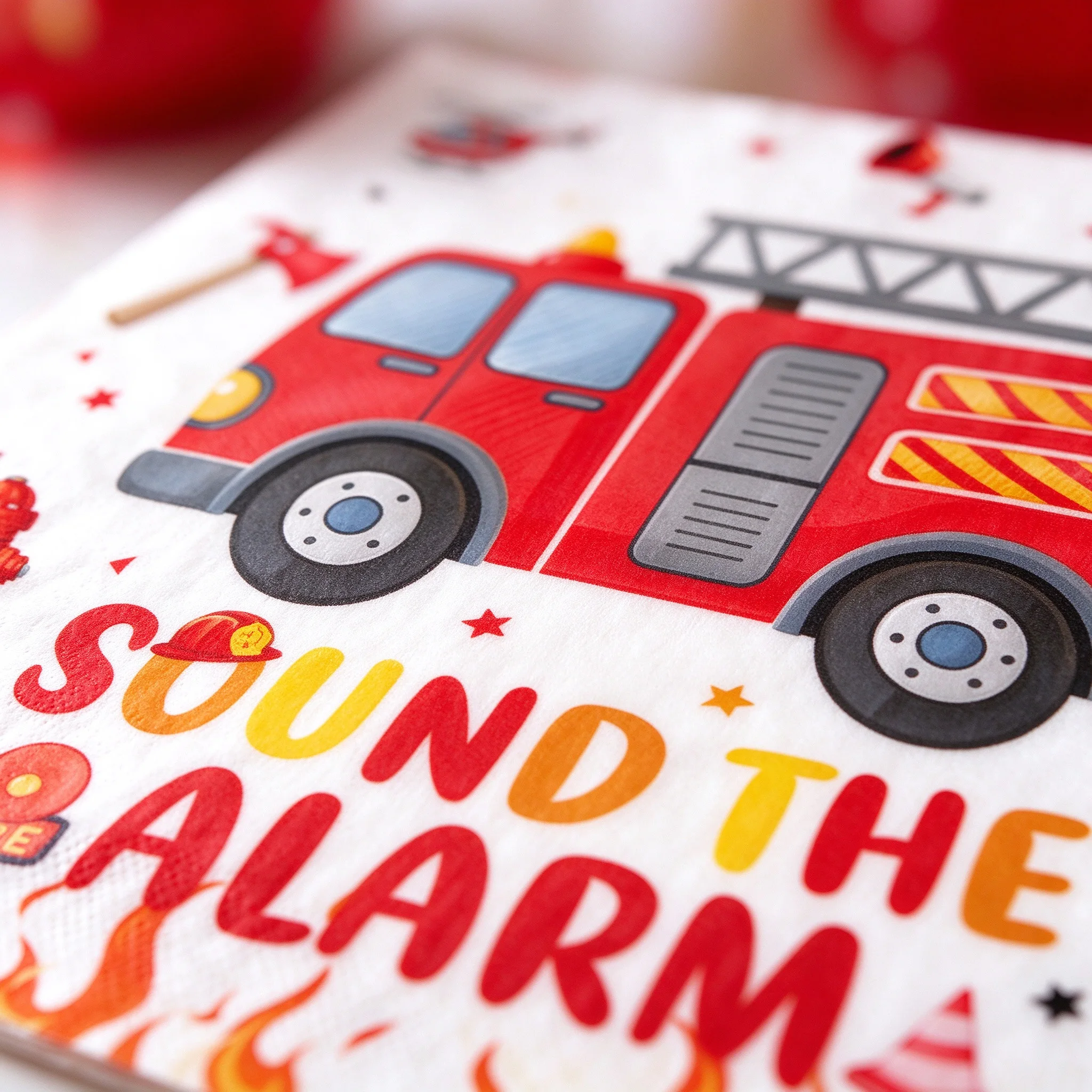 Fire Engine Party Napkins 20Pcs Red Fire Truck Flame Print Disposable Paper Napkins for Halloween Thanksgiving Christmas