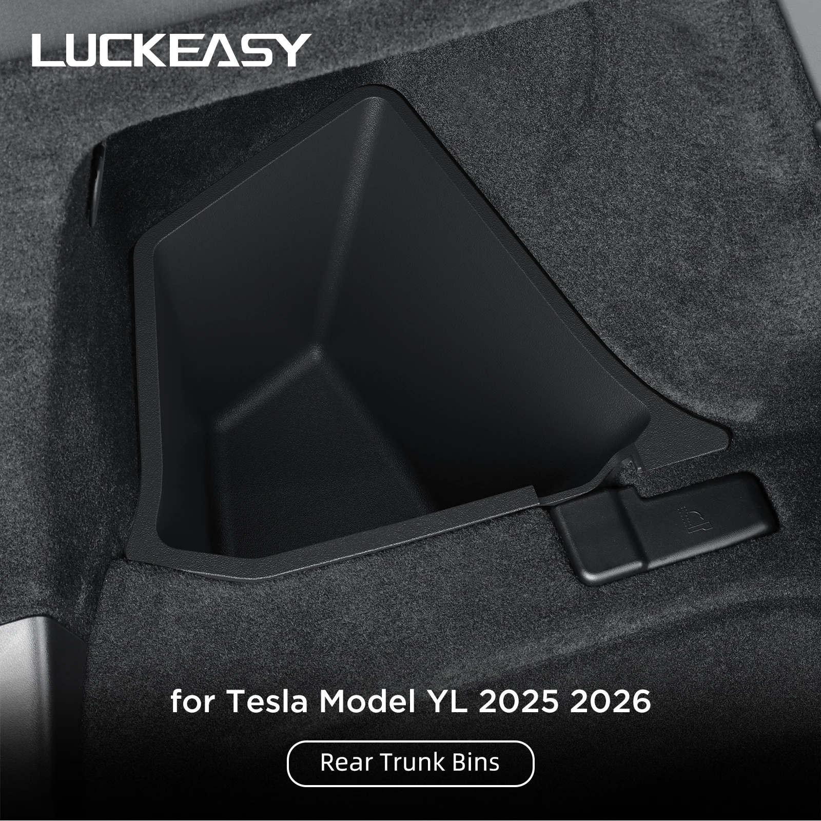 LUCKEASY für Tesla Model Y L 2025 2026 6-Sitzer Auto-Kofferraum-Aufbewahrungsbox Links und Rechts Beidseitiger Kofferraum-Organizer