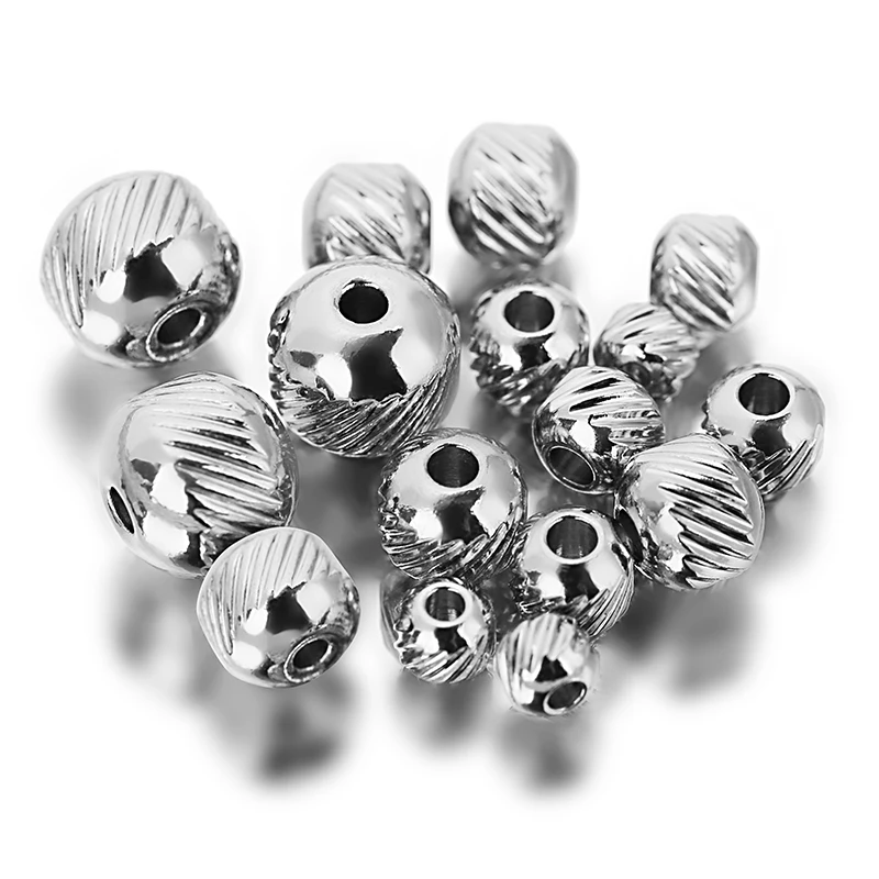 1pack/lot Stainless Steel Round Screw Thread Spacer Beads 1.5mm 2mm Hole Spacer Charm Beads for Bracelet DIY Jewelry Making