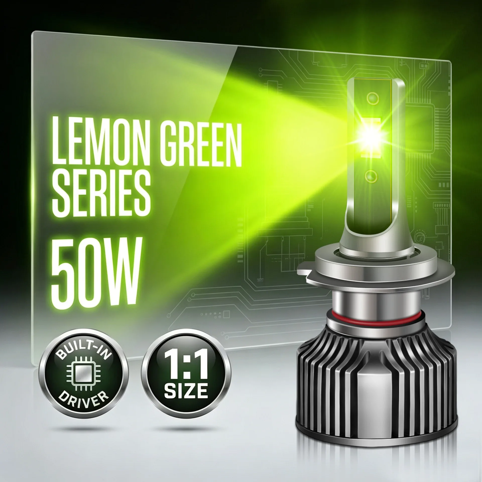 

H8 H9 H11 HB4 H7 HB3 LED Headlight Bulbs 12V 50W Green Lemon High Brightness Car Lights