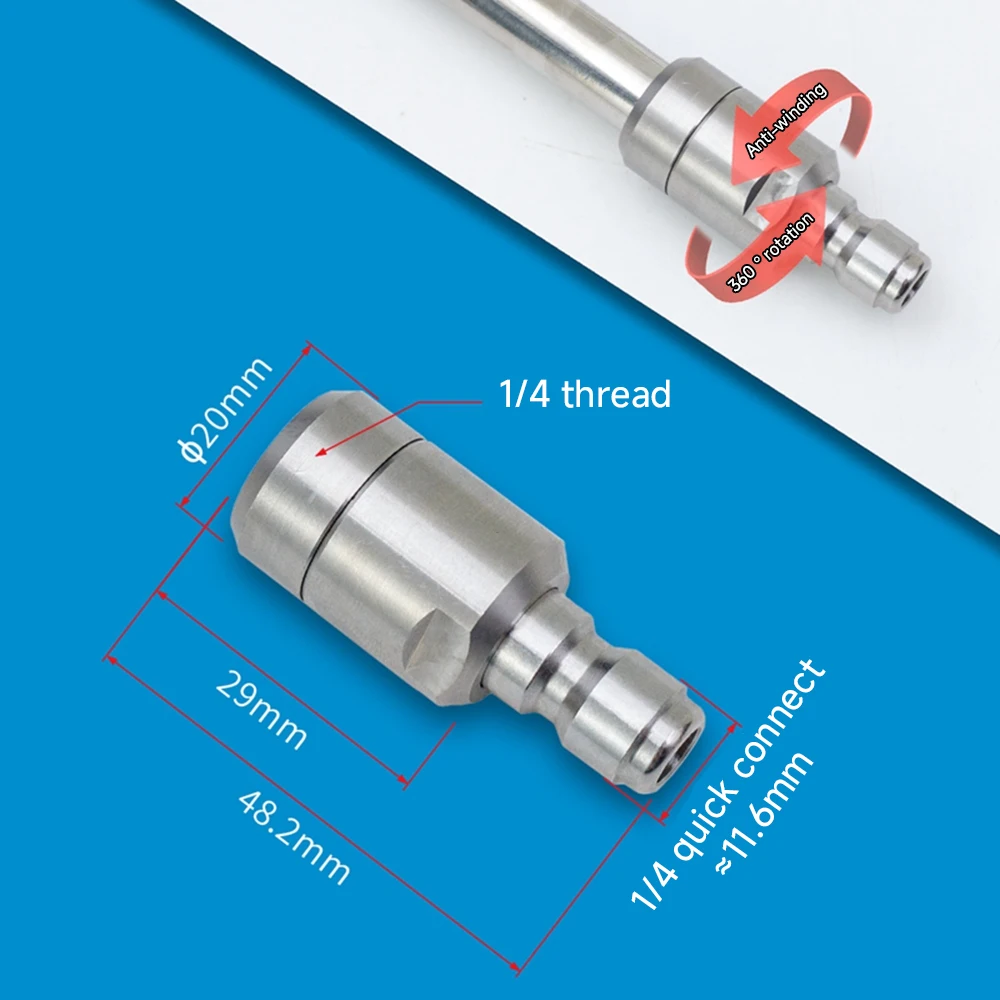 Extension de Pistolet à Eau Haute Pression Anti-enroulement Résistant à 360, Raccords Allergiques Rapides en Acier Inoxydable de 1/4 Pouces à la