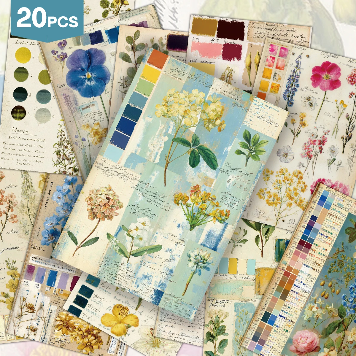 Home Decor Color Palettes - 20 szt. Kartki w stylu vintage