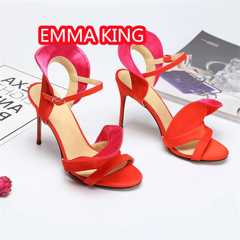 

Разноцветные красные свадебные летние женские сандалии 2024, гладиаторы с шелковыми цветами и ремешком на щиколотке, вечерние модные пикантные туфли для девочек на тонком каблуке