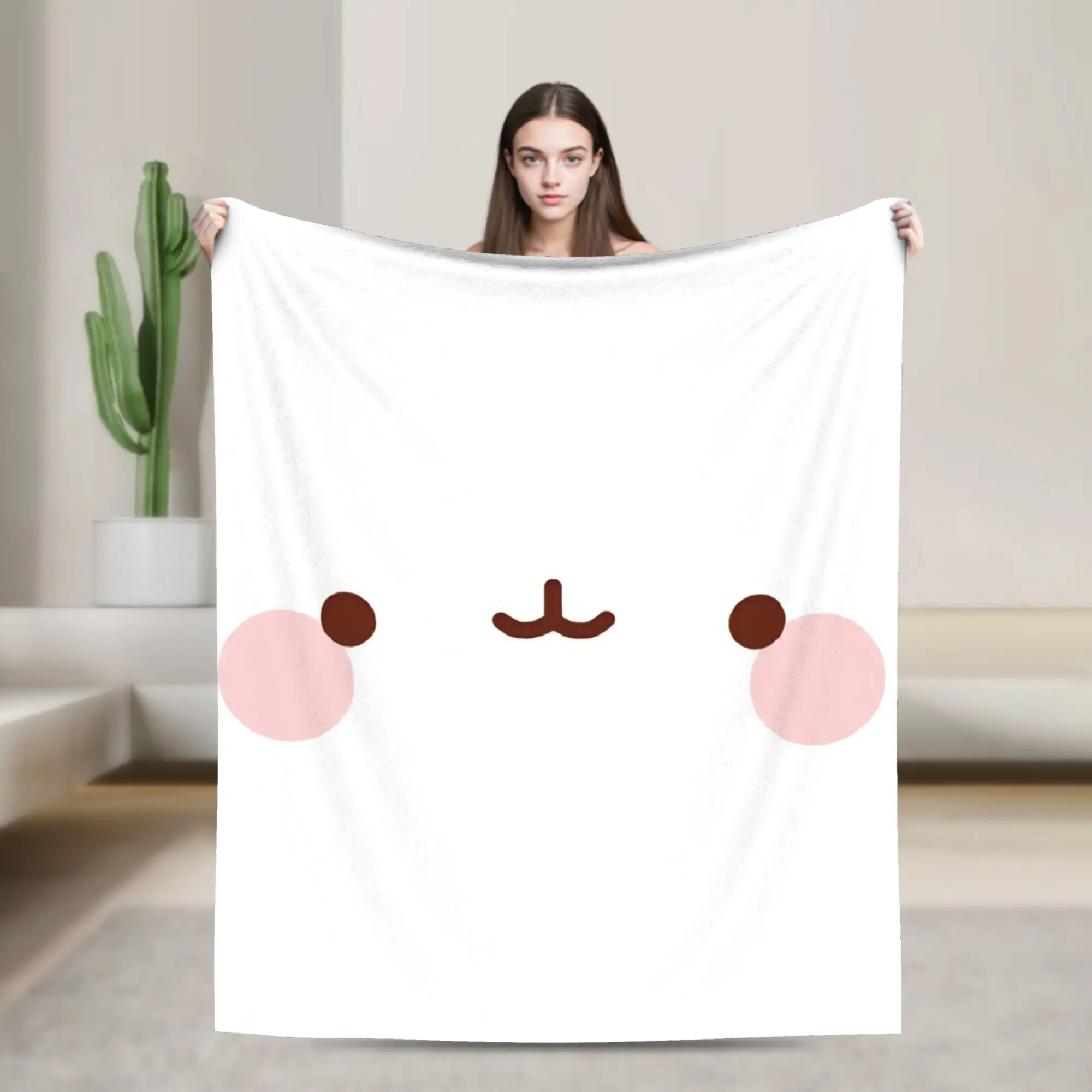 Molangs Pius Rabbit Cartoon Blankets Flannel Summer Air Conditioning  Breathable Throw Blankets for Bed Couch Bedspreads