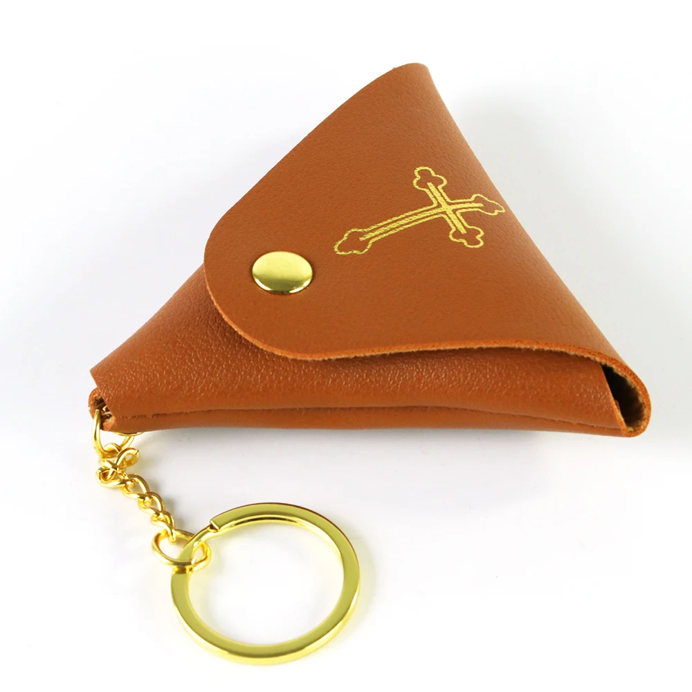 Triangle Leather Dice Bag Small Mini Jewelry Key Dices Storage Bag Pocket Keychain Wallet