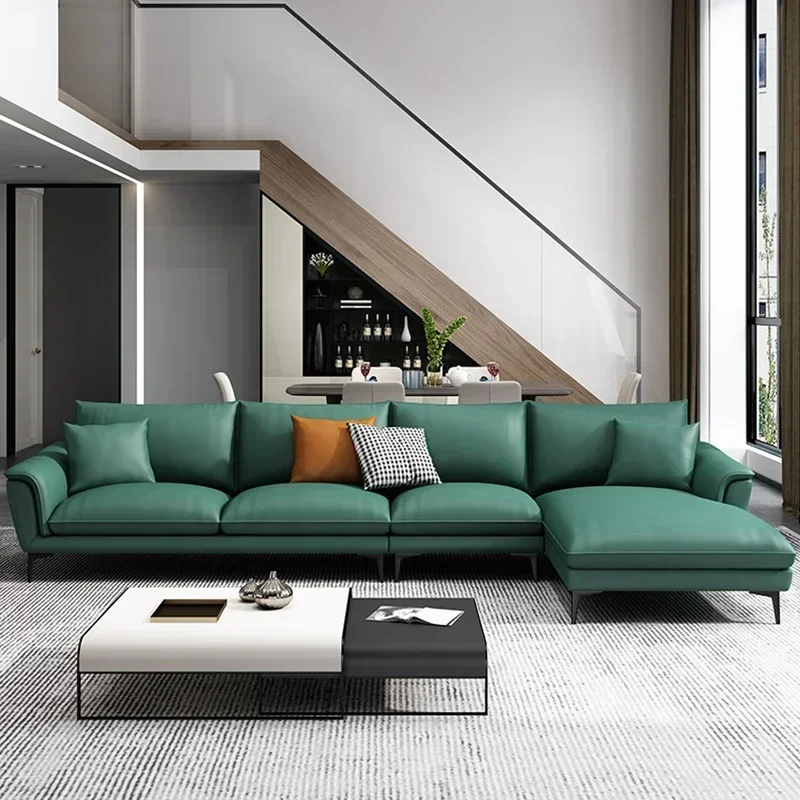 

Leather Sectional Large Sofa Simple Reception Pouf Ergonomic Nordic Sofa Modern Classic Lounge Divani Creativity