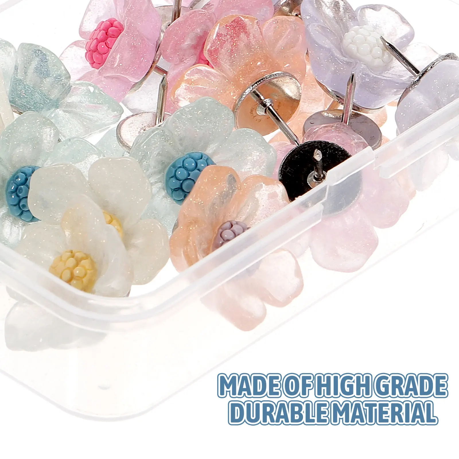 20Pcs Flower Shaped Thumbtacks Multi-Function Compact Pushpins for DIY Projects Wall Decoration Painting Office Supplies Lovely