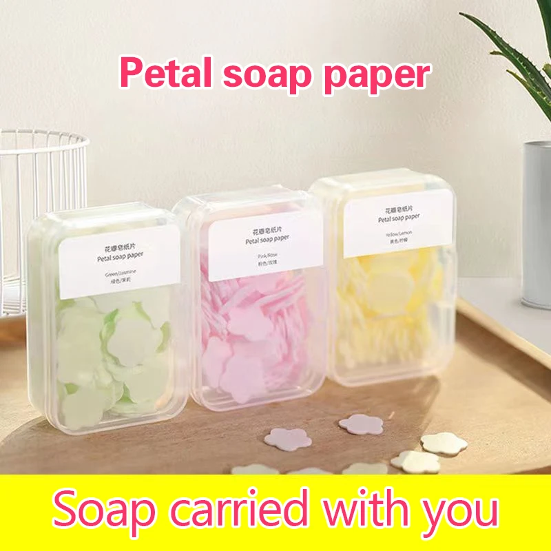 1Box Portable Skin Friendly Fresh Hand Washing Toilet Soap Slice Disposable Petal Soaps Flakes Household For Girls/travel