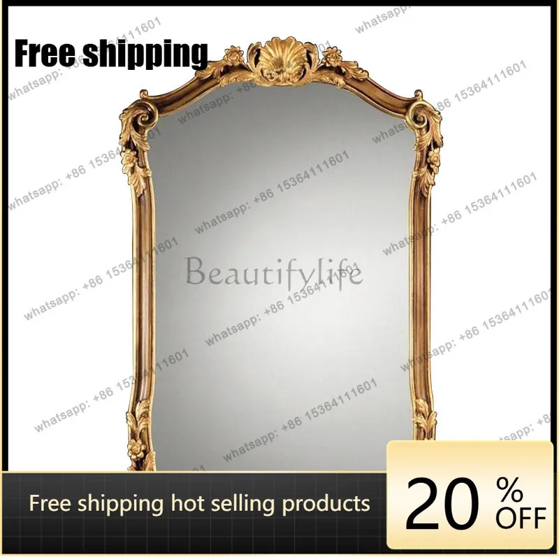 Neoclassical carved mirror entrance retro bedroom dressing decorative mirror