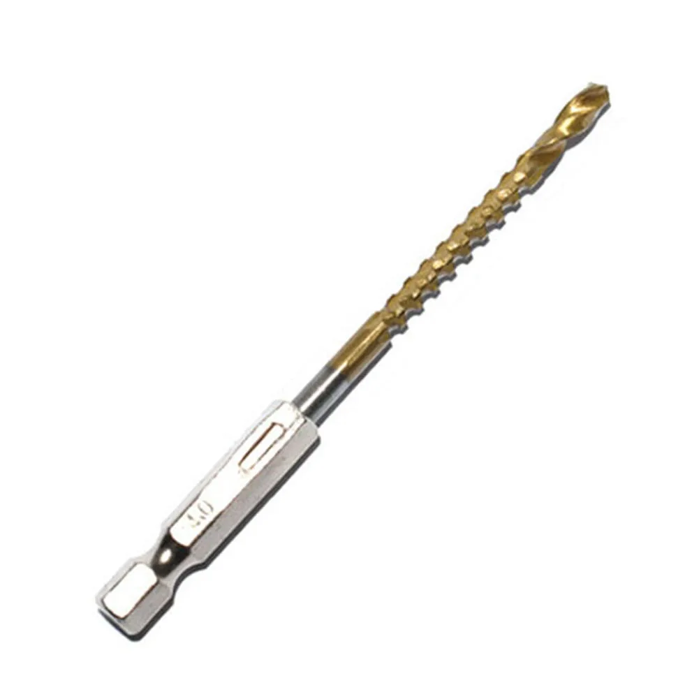 Hex Shank Metal Titanium Auger Punch Tools, Hss Multifuncional para Broca Elétrica de Mão, Broca, 3mm, 4mm, 5mm, 6mm, 6.5mm, 8mm, 1Pc