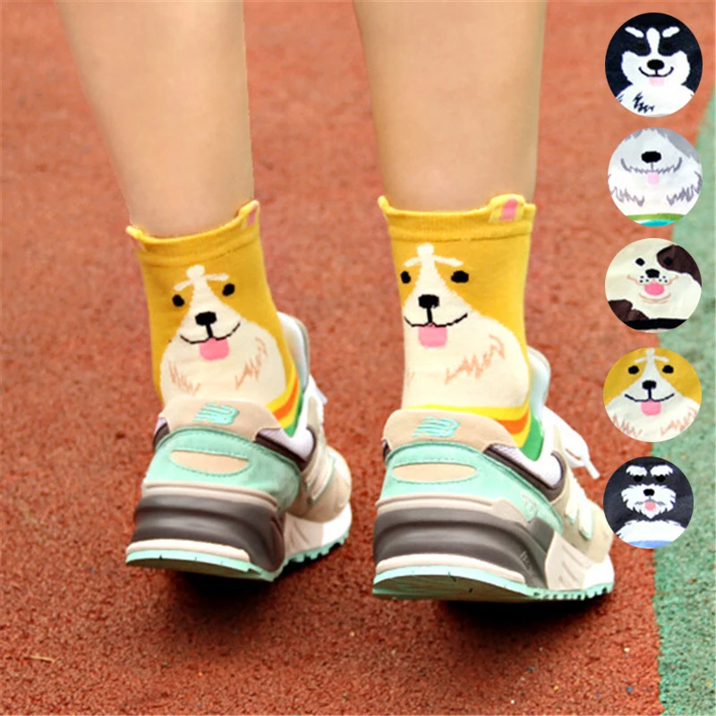 

Fashion Women Art Cotton Socks Autumn-Winter Colorful Lovely Pug Shiba Inu Corgi Patterned Sock Ladies Female Funny Cartoon Sock