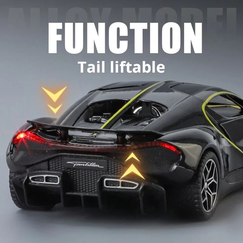 1/32 Diecast Sport Car Bugatti Divo Modello di simulazione Gioca in metallo Veicolo 15,5 cm Giocattolo da collezione per bambini con luci