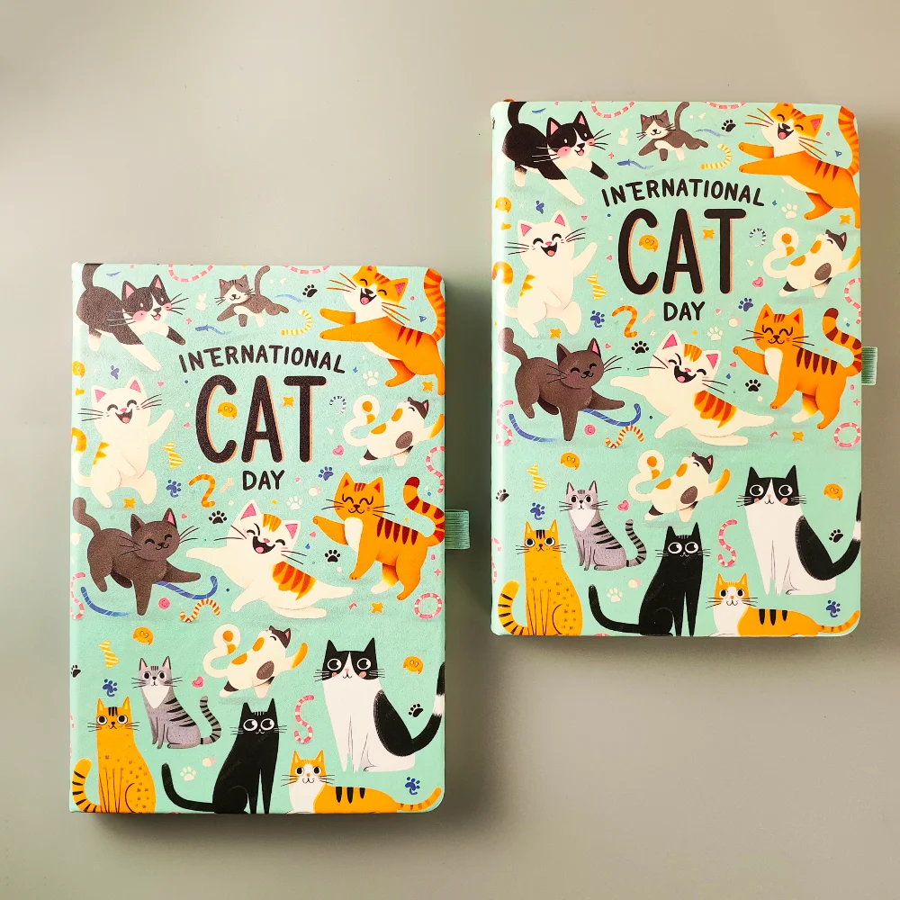 Dotted notebook A5 journal Pet cartoon books PU hardcover diary notepad Creative trend planner Dot Grid Notebooks Cat bullet