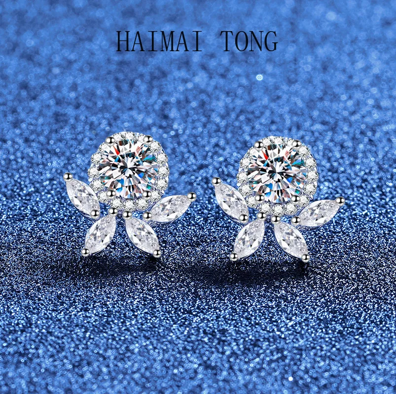 Nuevo mozzarella diamante Stud oreja s flor pequeña temperamento fresco oreja s mujer al por mayor