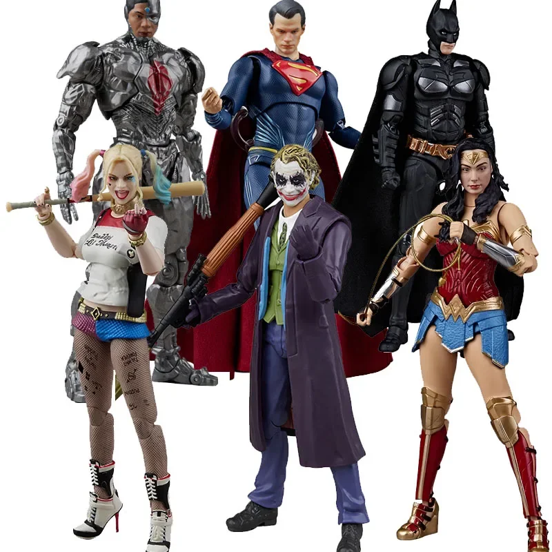 

Fondjoy Original DC Justice League Wonder Women Batman Jokey Harley Quinn Cyborg Anime Action Figures Toys Boys Kids Gift