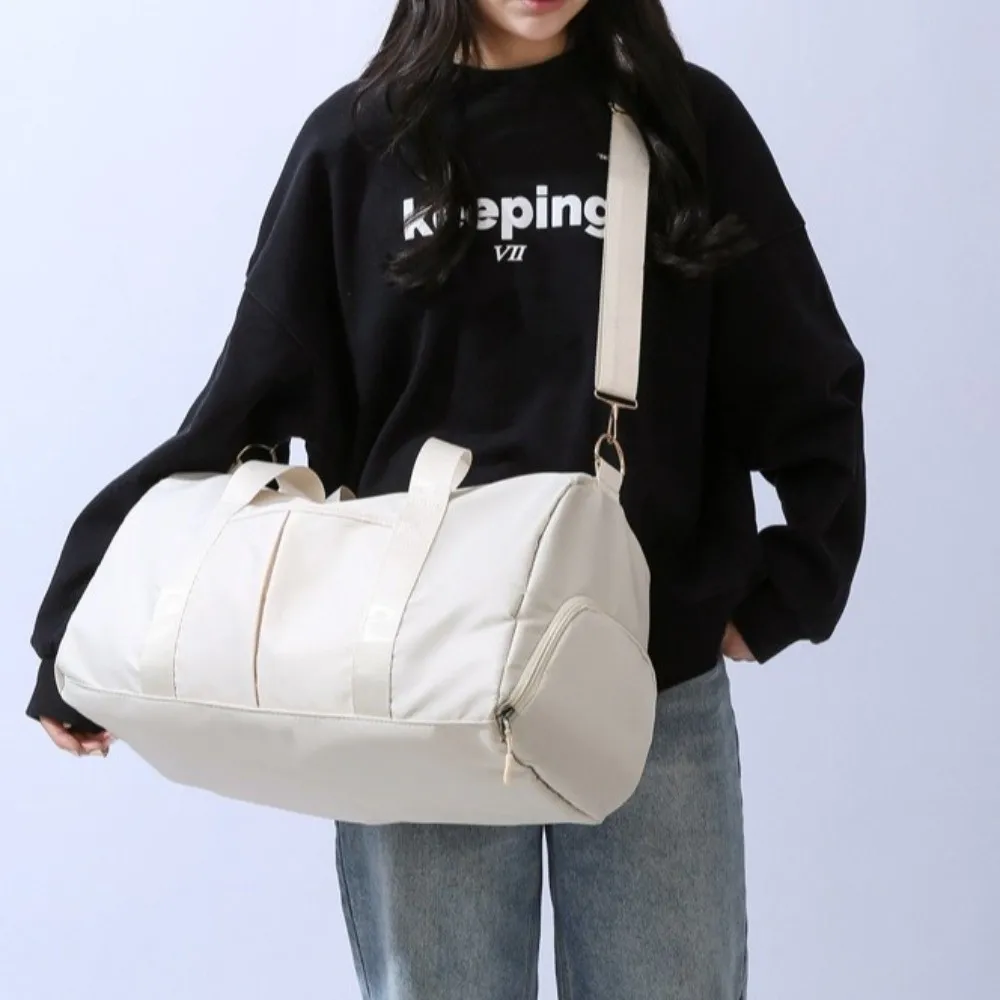Oxford Travel Luggage Bag Short Distance Multi-functional Large Capacity Handbag with Shoe Compartment Solid Color
