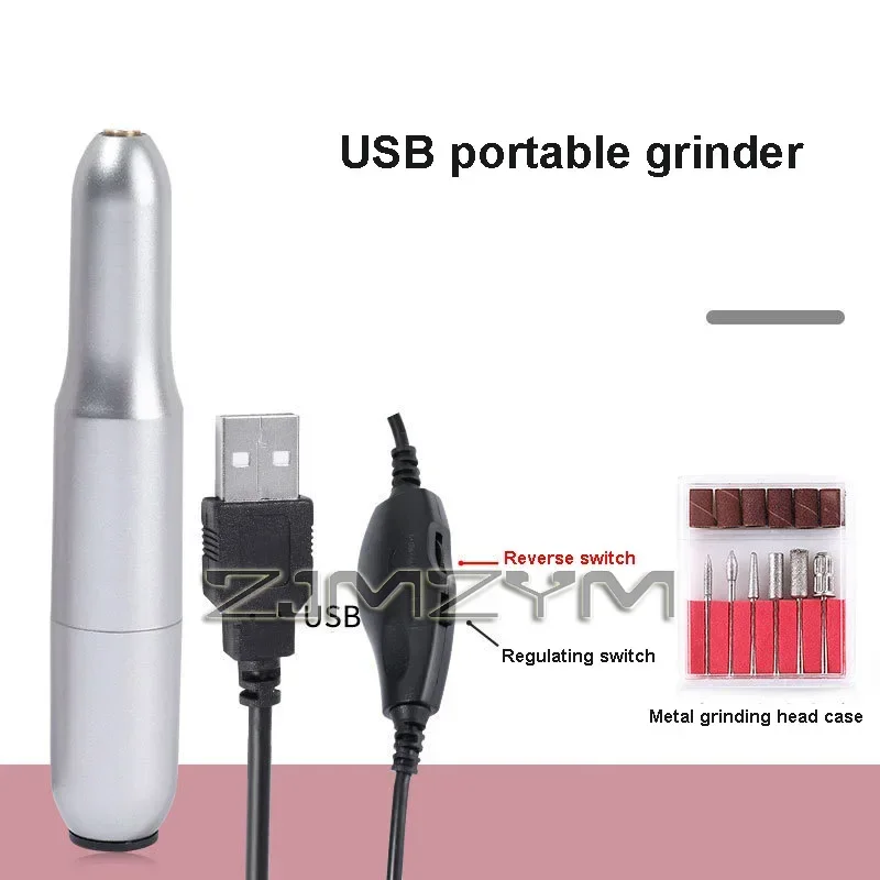Electric Nail Drill Machine Set, USB, portátil Nail Drill Pen, Manicure Gel File, Nail Salon Tool, 20000 RPM