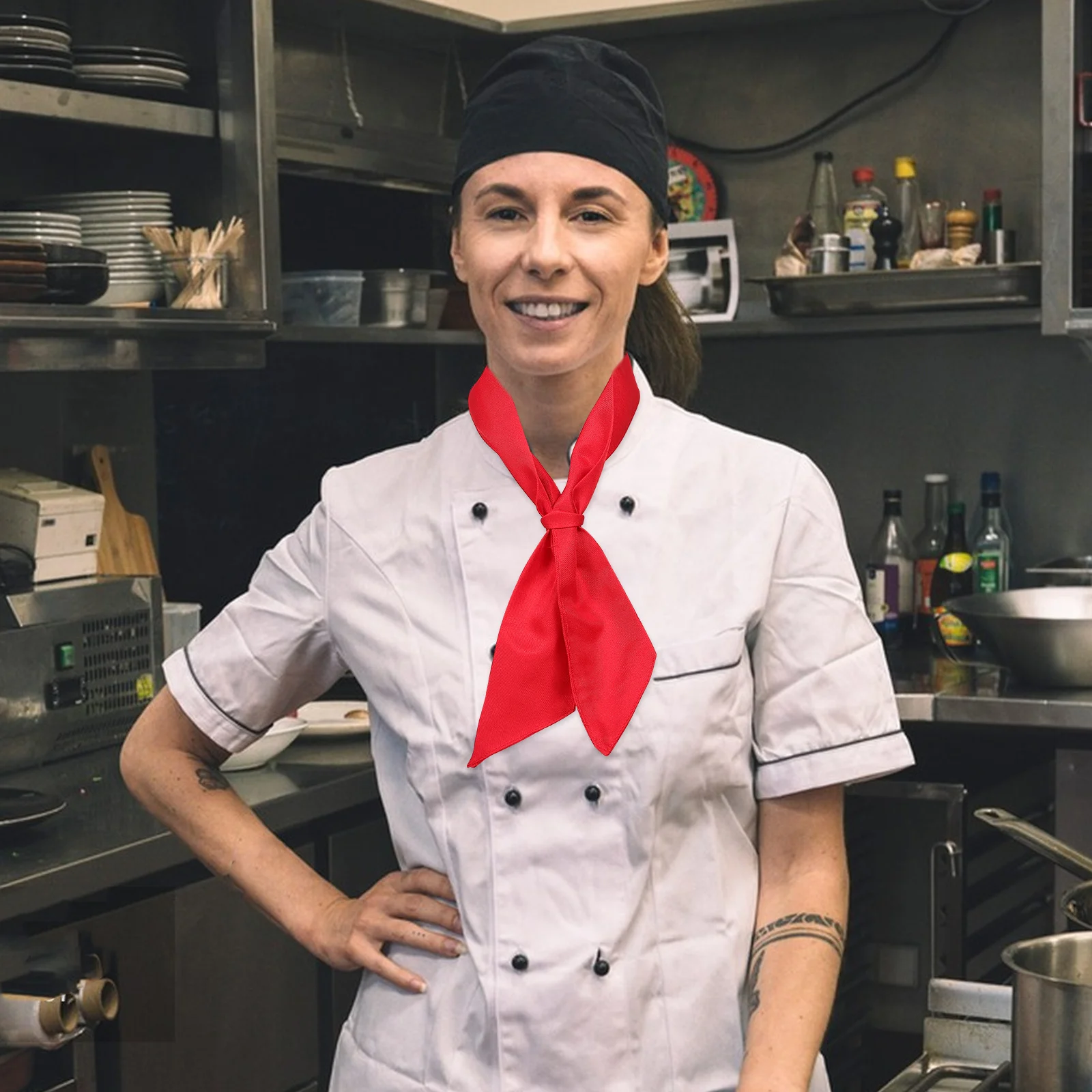 Coton rouge Chef écharpe foulard hommes femmes respirant confortable personnel de cuisine Restaurant barbecue cuisine travail uniforme accessoire