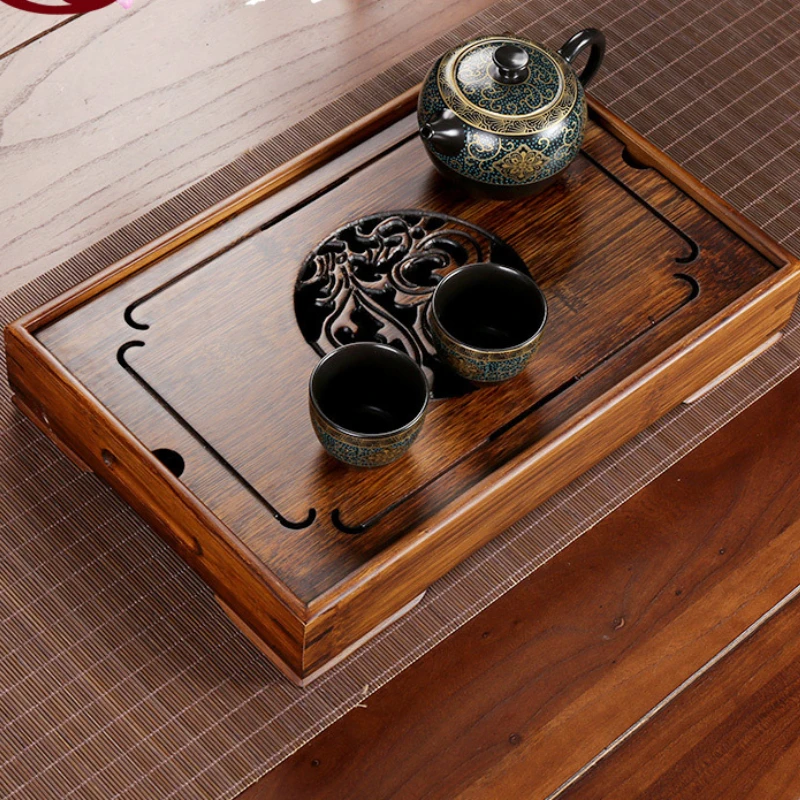 Japanese Decorative Tea Tray Bamboo Water Storage Kungfu Living Room Tea Tray Table Vintage Plateau Kitchen Accessories OB50CP