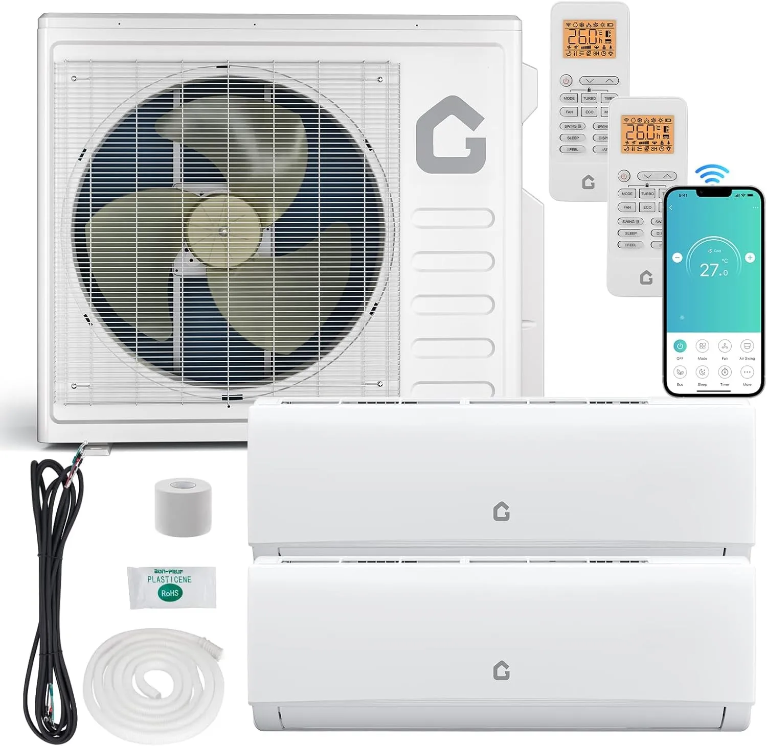 

Сплит-система кондиционирования и отопления с двумя зонами (12K+12K), 28000 BTU, R454B
