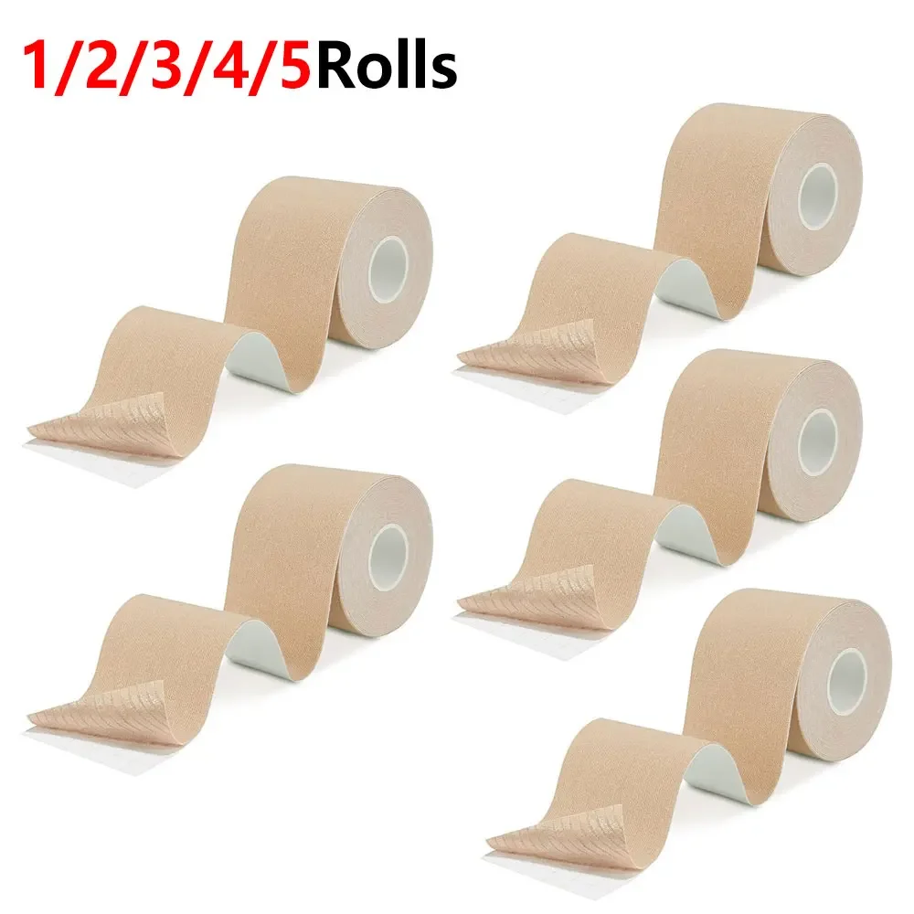1/2/3/4/5Roll New Elastic Kinesiology Athletic Tape 5cm×5m, Waterproof Sweat Resistant Muscle Support Tape, Grid Back Uncut Tape