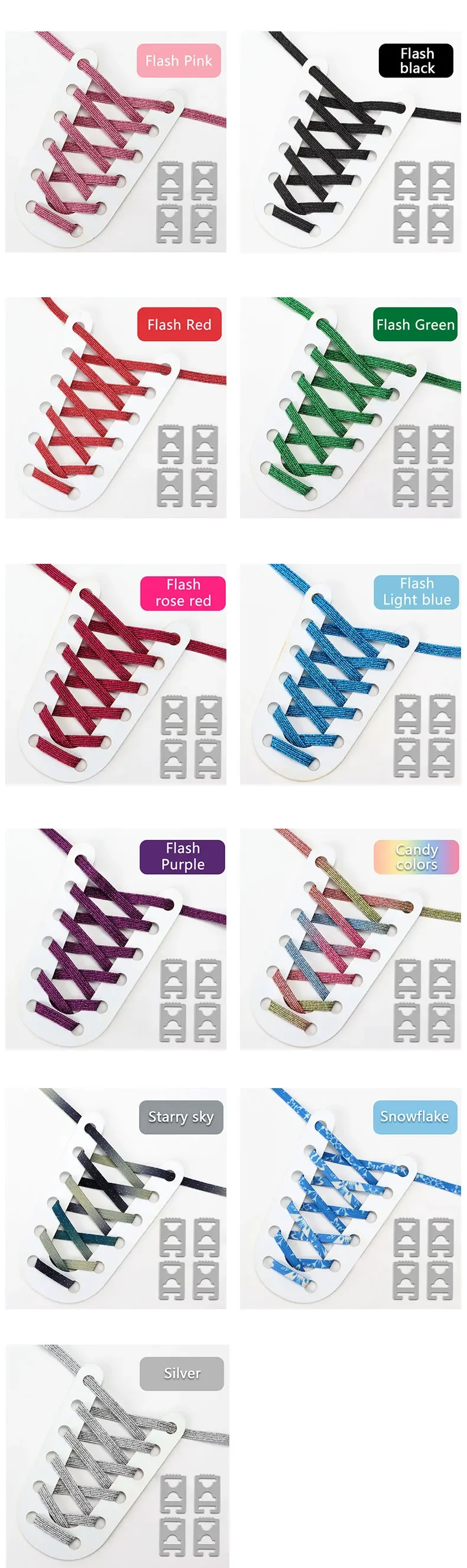 1 Paar flache Schnürsenkel mit Farbverlauf und Glitzer, glänzende, metallisch schimmernde Schnürsenkel für Sneaker, Freizeitschuhe und Skateboardschuhe, dekorative Schnürsenkel. – Detail 10