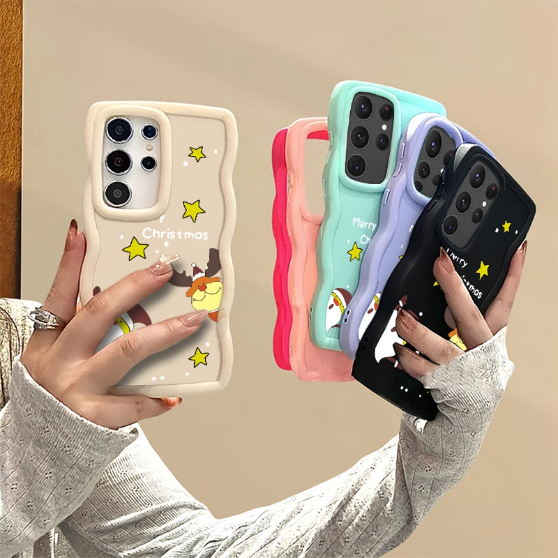 Christmas Fashion Wave Phone Case For Samsung Galaxy S21 S22 S23 FE S24 S25 PLUS ULTRA 4G 5G Soft Protective Cover