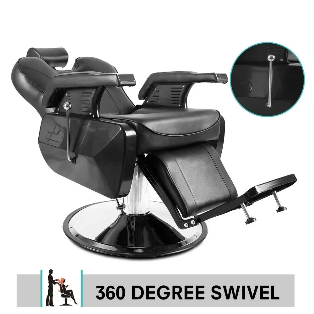 Black Barber Chair Heavy Duty Reclining Hydraulic Professional for Salon/Barbershop/Hair Stylist Salon Styling Chair