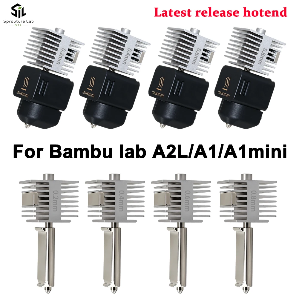 Verbessertes Hotend-Kit für Bamb Lab A2L/A1/A1Mini, schnelle Hotend-Baugruppe, 0,2/0,4/0,6/0,8 mm Düse aus gehärtetem Stahl, 3D-Teil