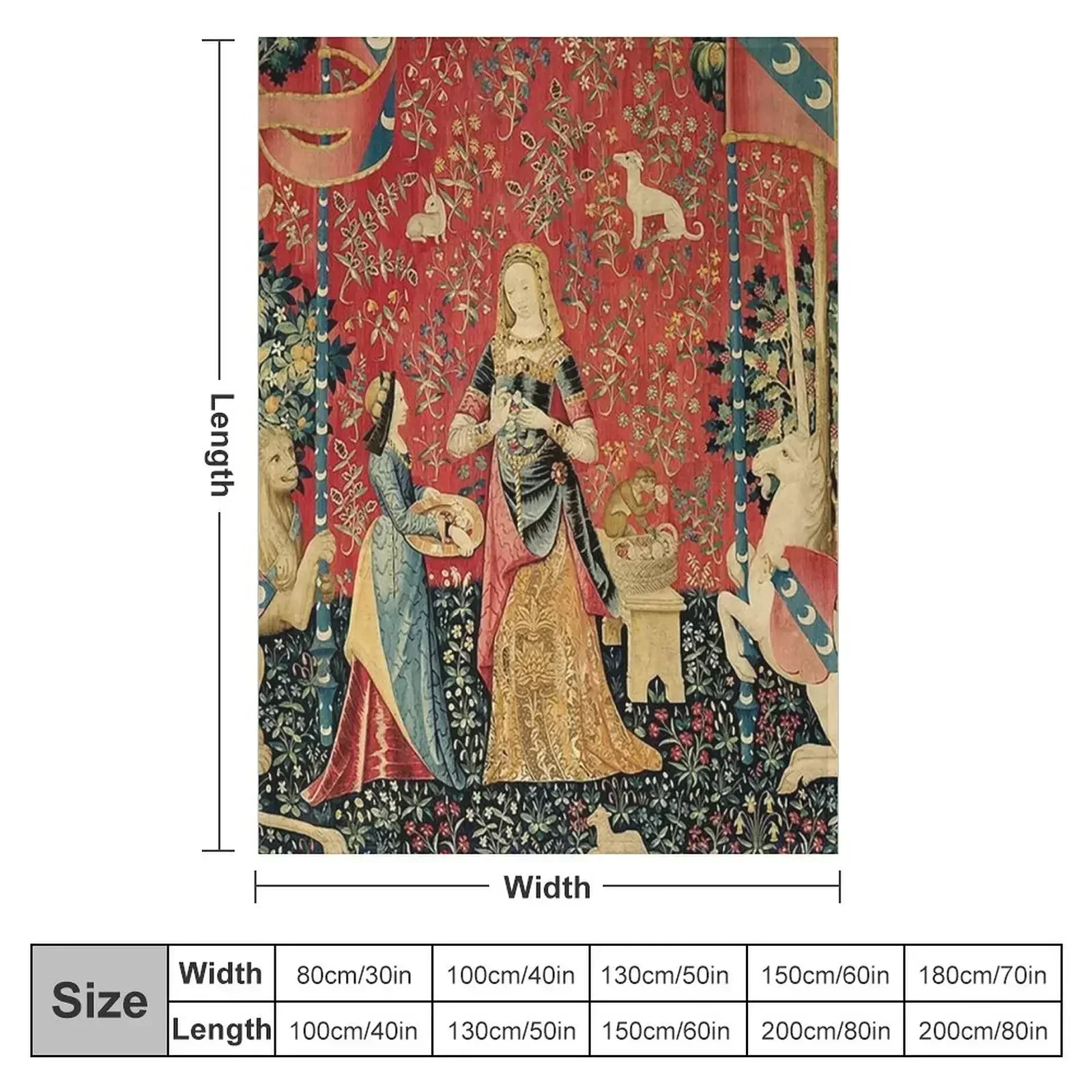 The Lady and the Unicorn: ? Mon Seul Désir Throw Blanket couch cozy soft plush fuzzy picnic outdoor blanket