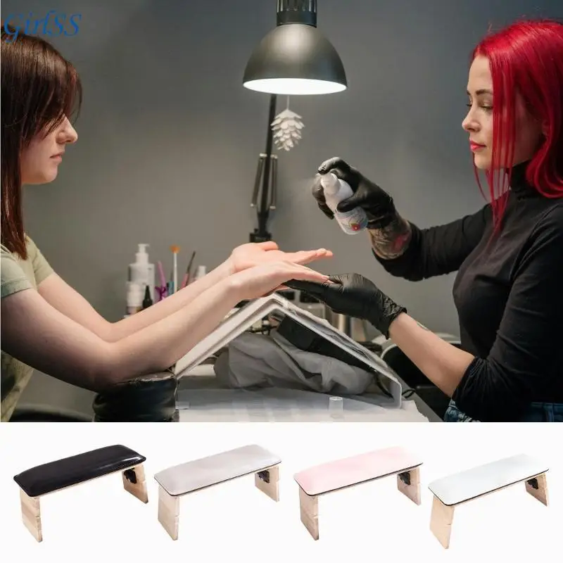 Professional Nails Art Hand Pillow Set Pu Leather Table Desk Arm Rest Cushions T4MB