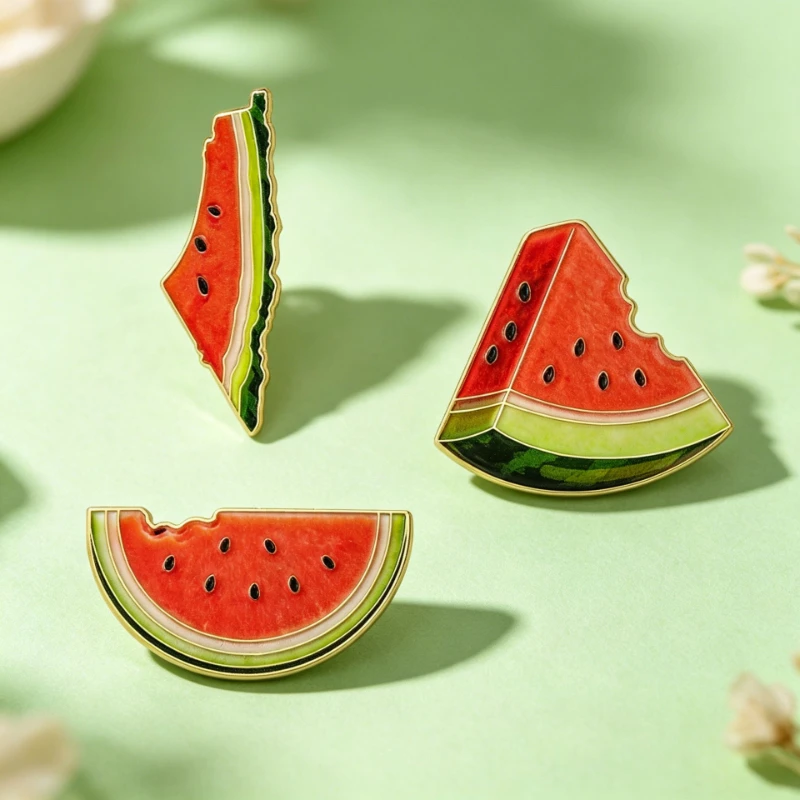Creative Cartoon Watermelon Brooch Cute Fruit Enamel Pin Badge Zinc Alloy DIY Clothes Bags Hat Scarf T-shirt Jeans Decor Unisex