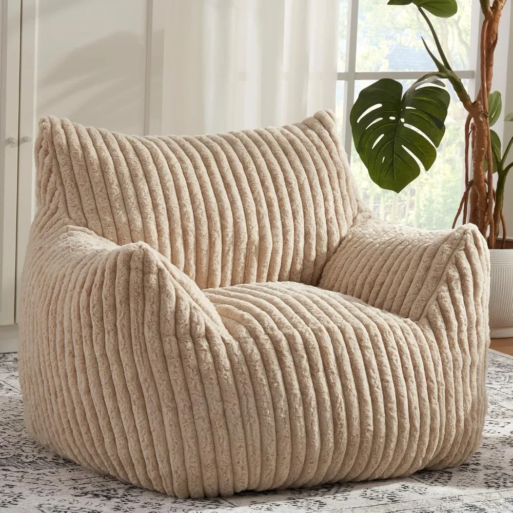 

Giant Bean Bag Chairs for Adults with Filling Plush Fluffy Bean Bag Chairs for Teens with Armrests Comfy BeanBag Lazy Couch
